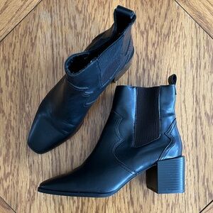 *ZARA* Trafaluc Black Block Chelsea Heel Ankle Western Stitch Boots Size 39